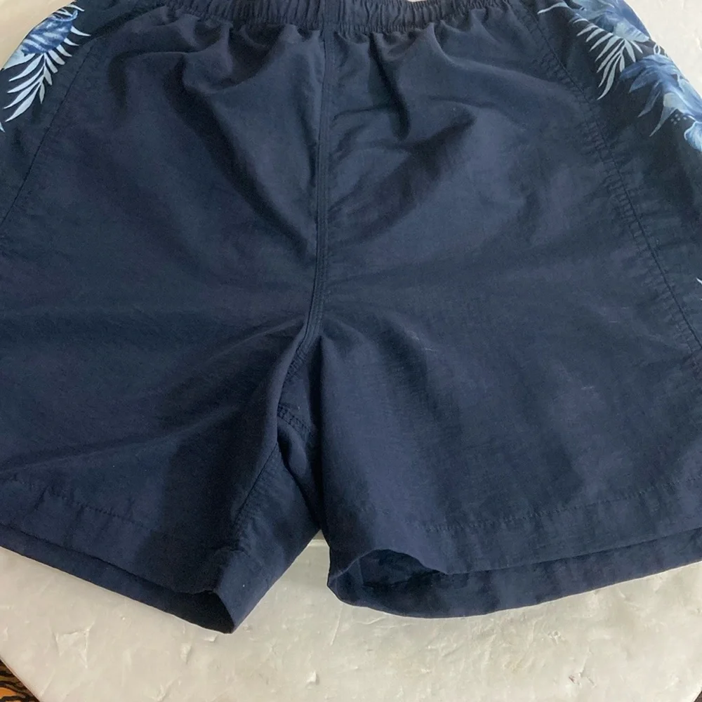 Breakwater Swim Trunks Men Size Large Navy w Light Blue Elastic & Draw String